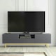 image 4 of Grey TV Unit 180cm Diamond Fronts Gold Legs Modern Media Cabinet | Grey | One Size | 1