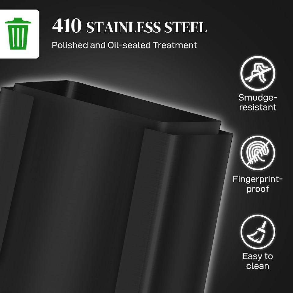 image 1 of HOMCOM Dual Kitchen Bin, 2 x 25L Stainless Steel Double Pedal Bin with Soft-Close Lid, Removable Inner Buckets and Handles for Recycling and Waste, Black | Black