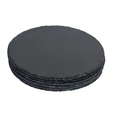 Argon Tableware Round Slate Placemats - 30cm - Pack of 6 Black