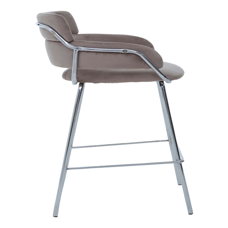 image 1 of Tamzin Mink Velvet Bar Chair Brown