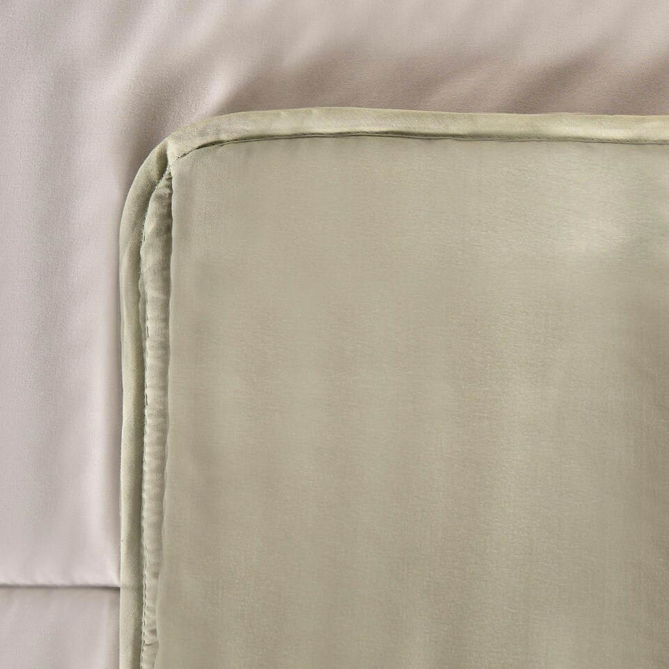 image 1 of OHS Coverless Reversible 10.5 Tog Duvet And Pillowcase Bedding Set, King - Sage/Natural Multi | Sage Green and Natural | King