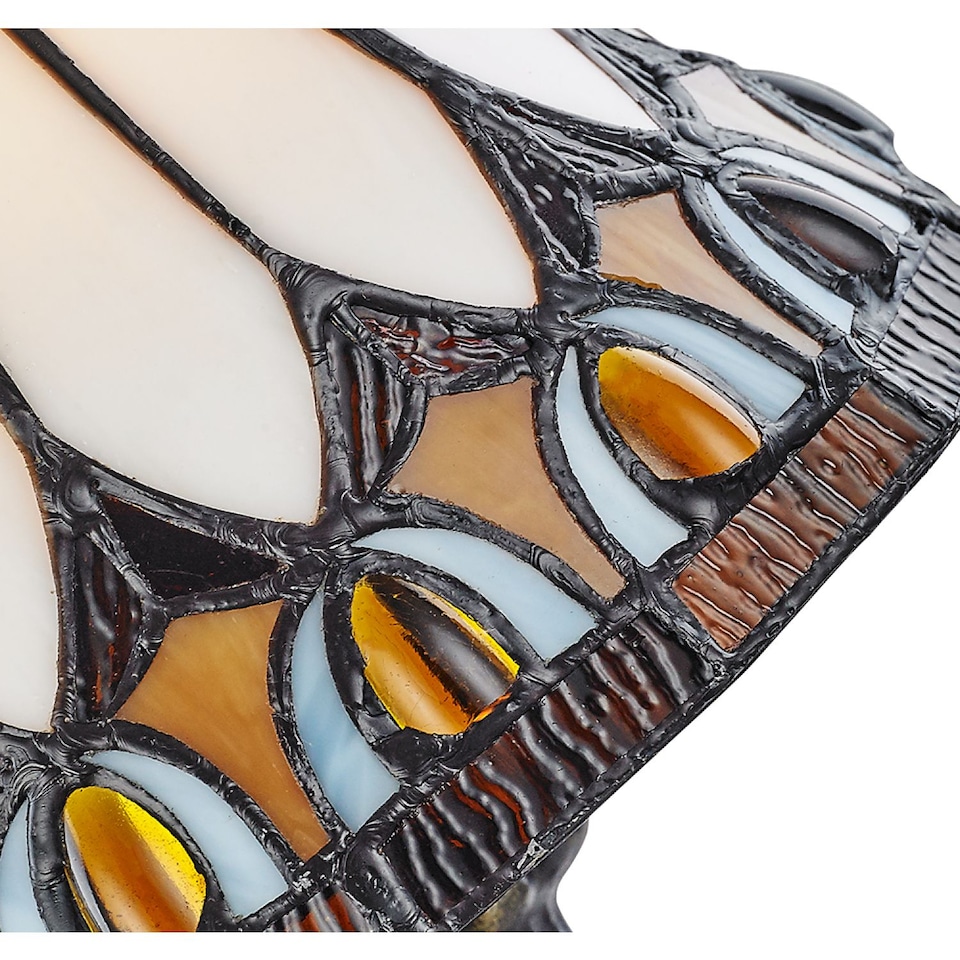 image 1 of Art Deco Tiffany Glass Table Lamp with Amber Shade | Orange | Amber | 1