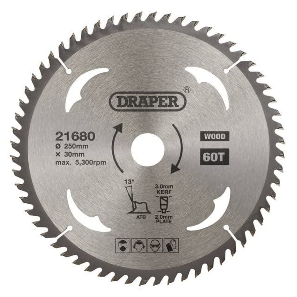 TCT Circular Saw Blade for Wood, 250 x 30mm, 60T (21680)