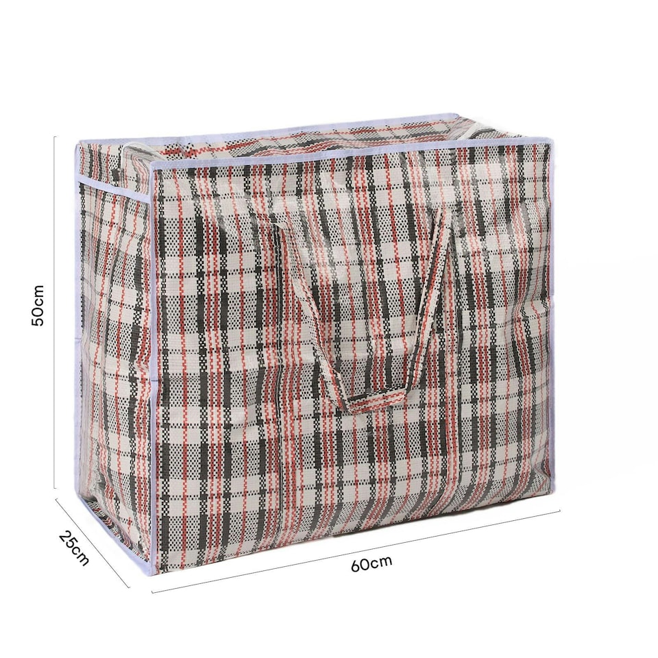 image 1 of OHS Large Reusable Check Print Clothes Laundry Storage Bag, 60L - Grey