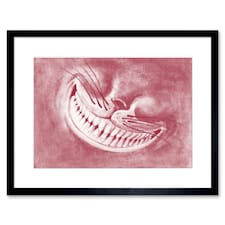 Alice Wonderland Cheshire Cat Smile 9x7" Black Framed Wall Art Print