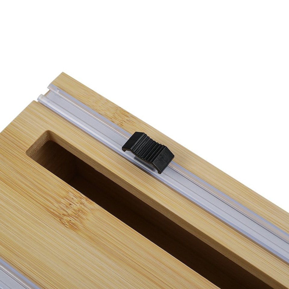 image 1 of Living and Home 2-tier Wall Mounted Bamboo Wrap Dispenser with Cutters