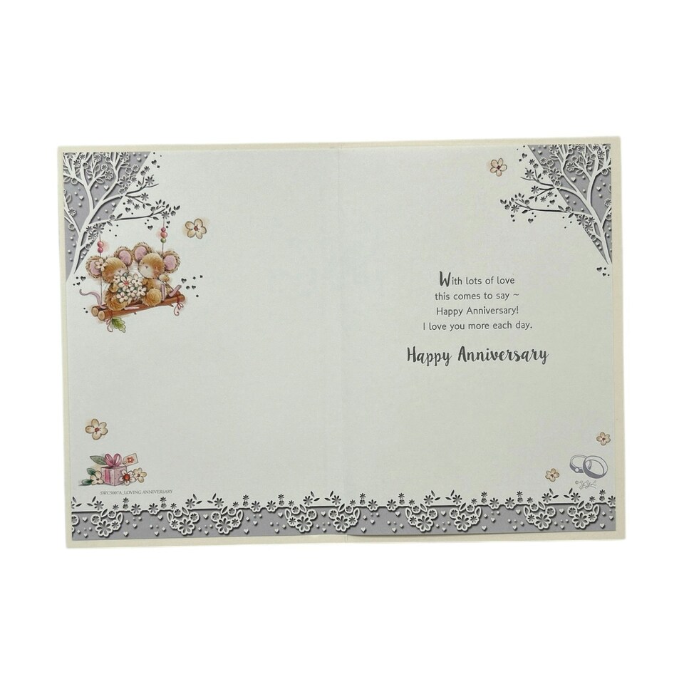 image 1 of To My Wife Lovely Mice On Swing Design Anniversary Card