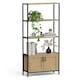 image 1 of Vonhaus Lena Rattan Effect Bookcase with 3 Open Shelves for Living Room | Brown