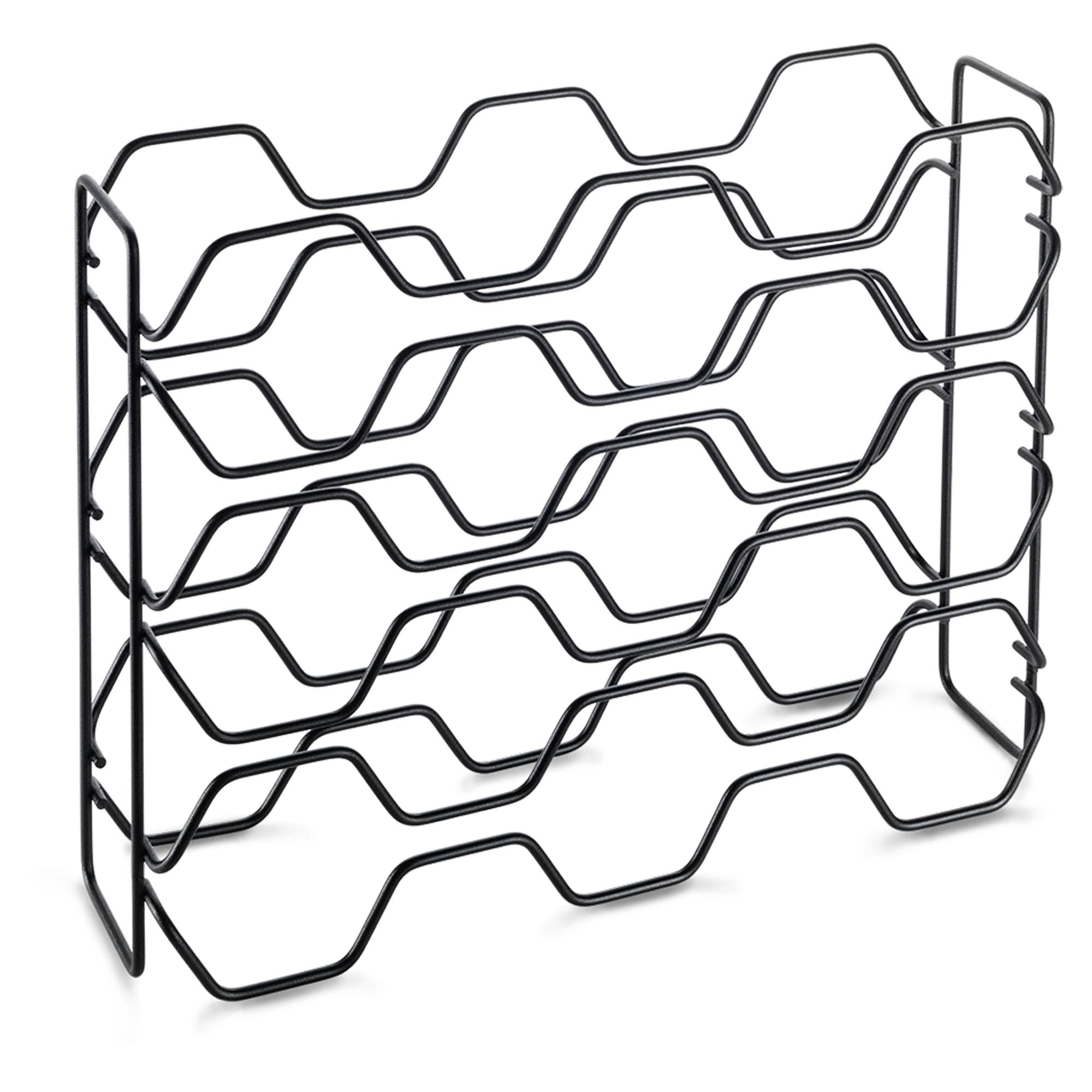 Metaltex Hexagon 15-Bottle Wine & Countertop Storage Rack in Black