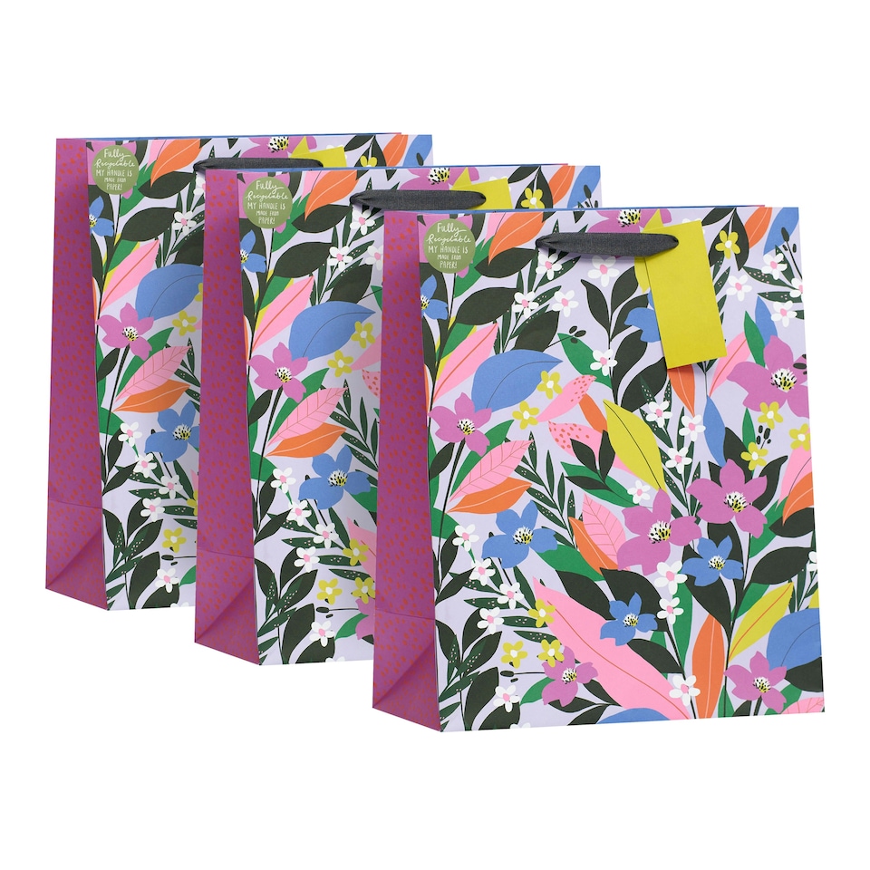 image 1 of Bountiful Floral Large Gift Bag - Pack of 3
