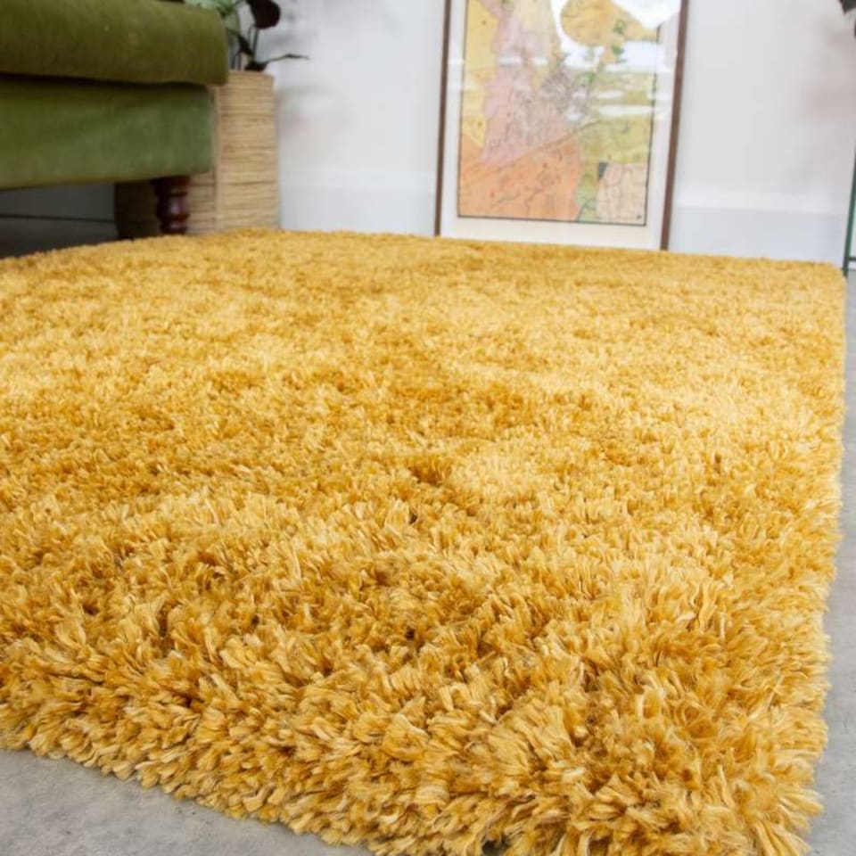 image 1 of KUKOON Runner Rug Yellow Ochre Super Soft Shaggy Long Hallway Rugs 60cm x 240cm