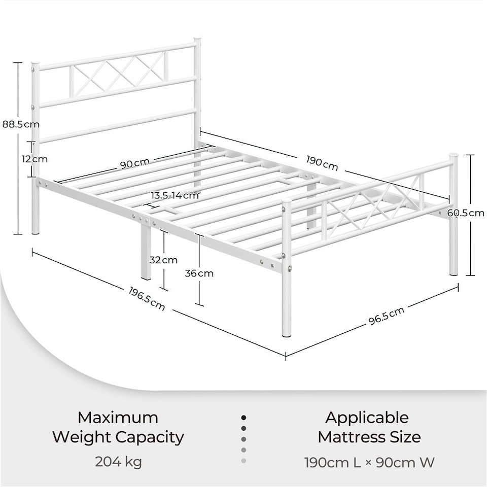 image 1 of Yaheetech 3ft Single Simple Metal Bed Frame Mattress Foundation White