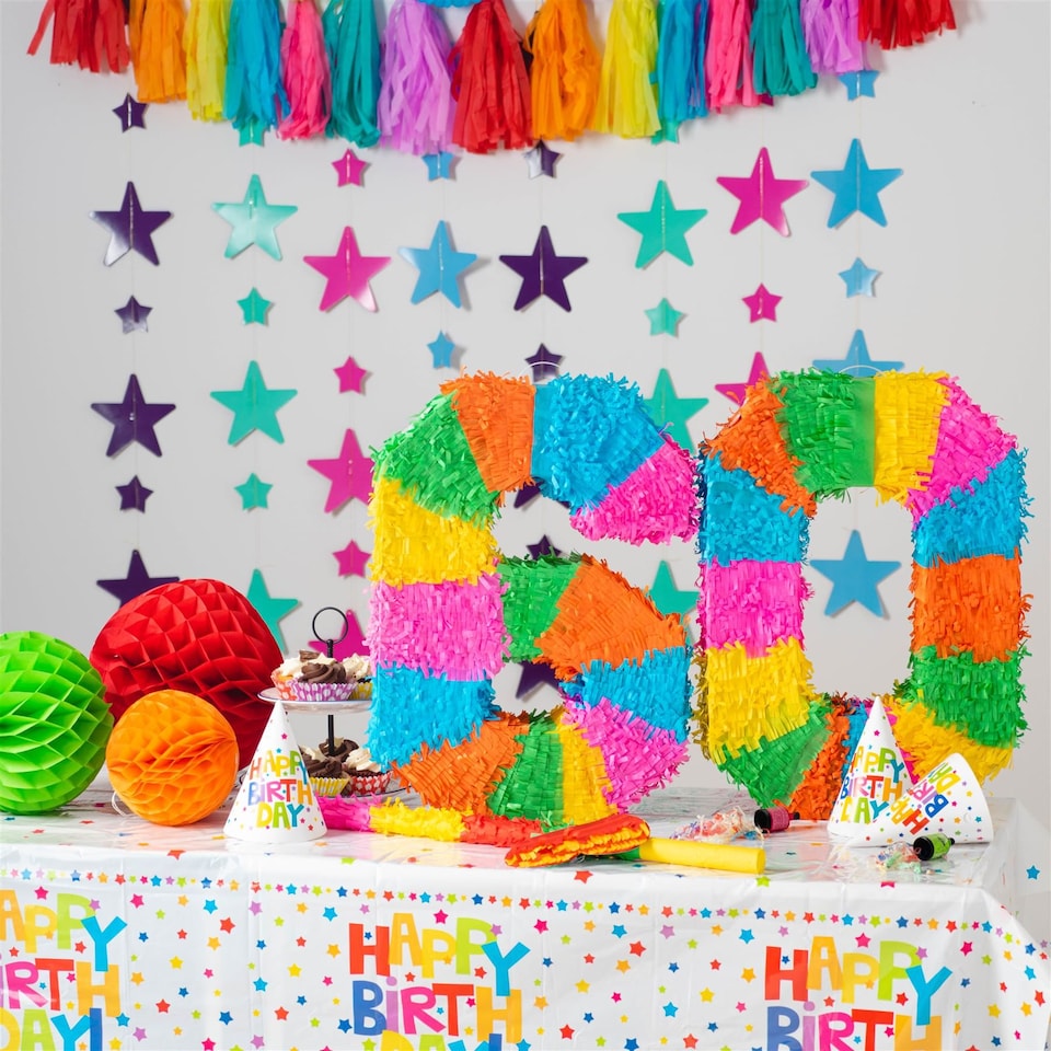 image 1 of Fax Potato 60th Birthday Pinata Set with Stick & Blindfold - Pink Stick