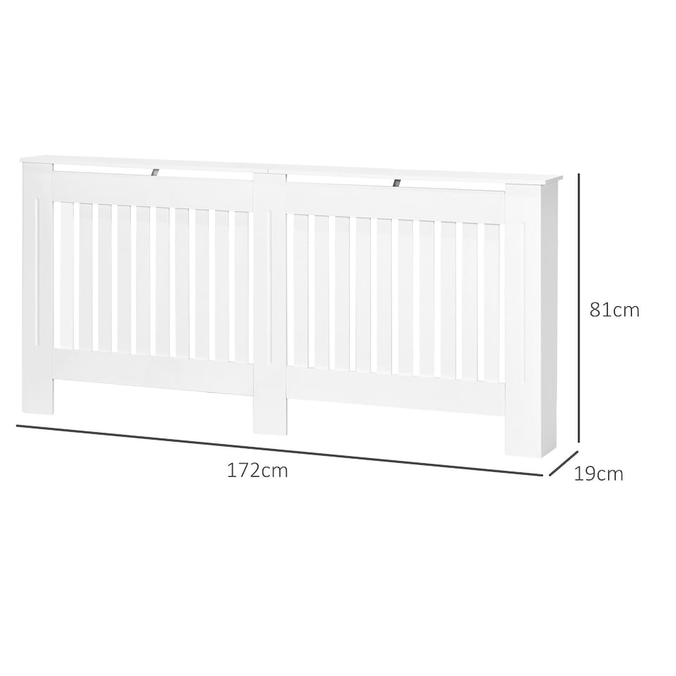 image 1 of HOMCOM Radiator Cover Painted Slatted MDF Cabinet Lined Grill 112x19x81cm