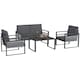 image 1 of Outsunny Aluminium Garden Furniture Sets s, Slatted Top Table, Black