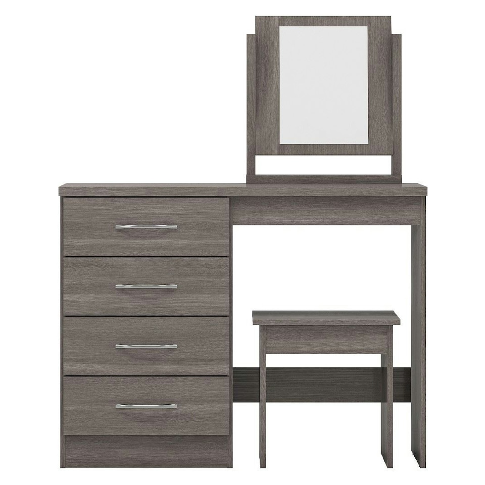 image 1 of Nevada 4 Drawer Dressing Table Set Black | Black Wood Grain