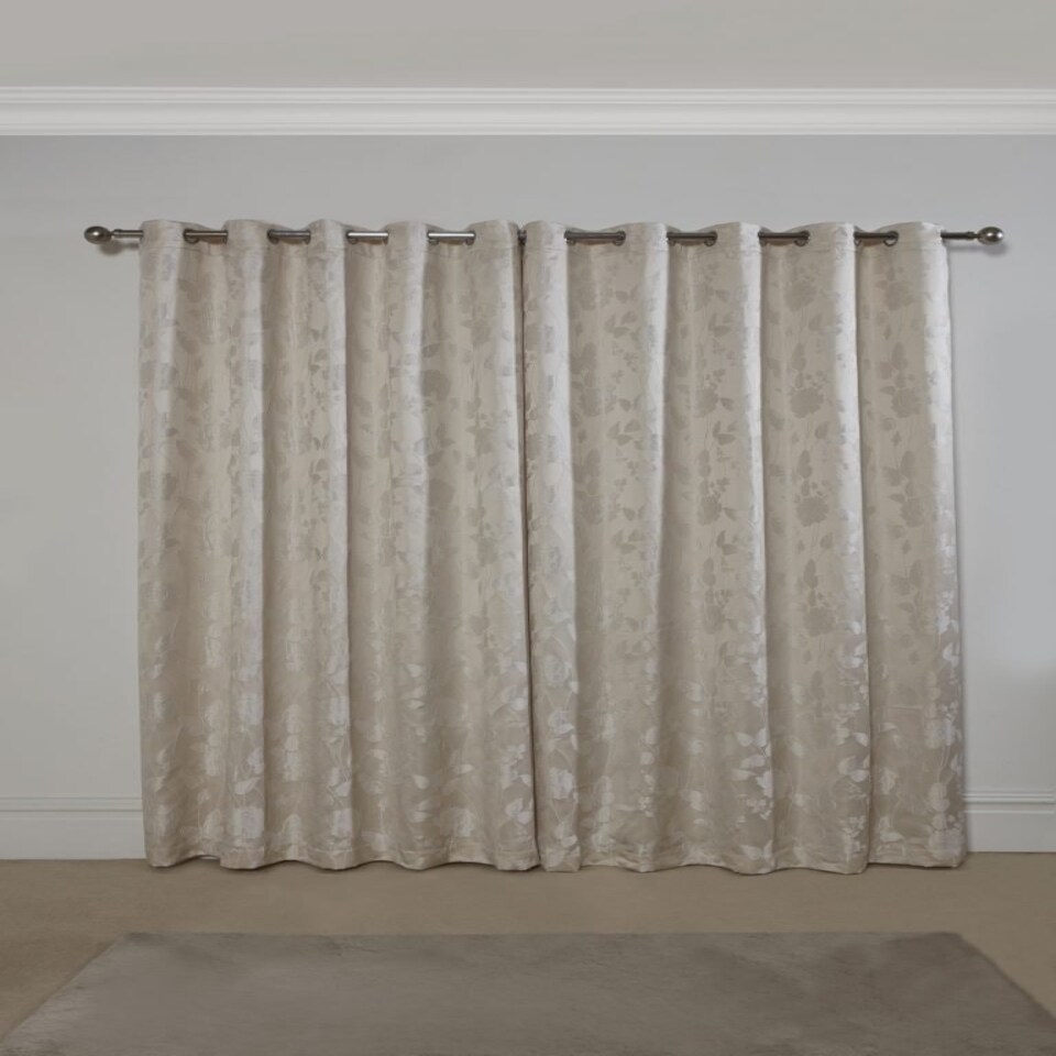 image 1 of Meadows Lined Eyelet Jacquard Curtains 116cm x 183cm Cream Cream | Cream