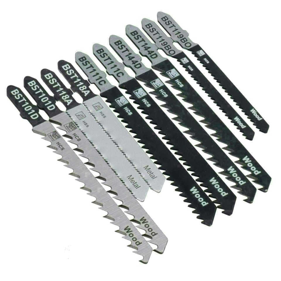 image 1 of 40pc T Shank Fitting Jigsaw Cutting Blades Set For Plastic Wood Metal HCS Blade