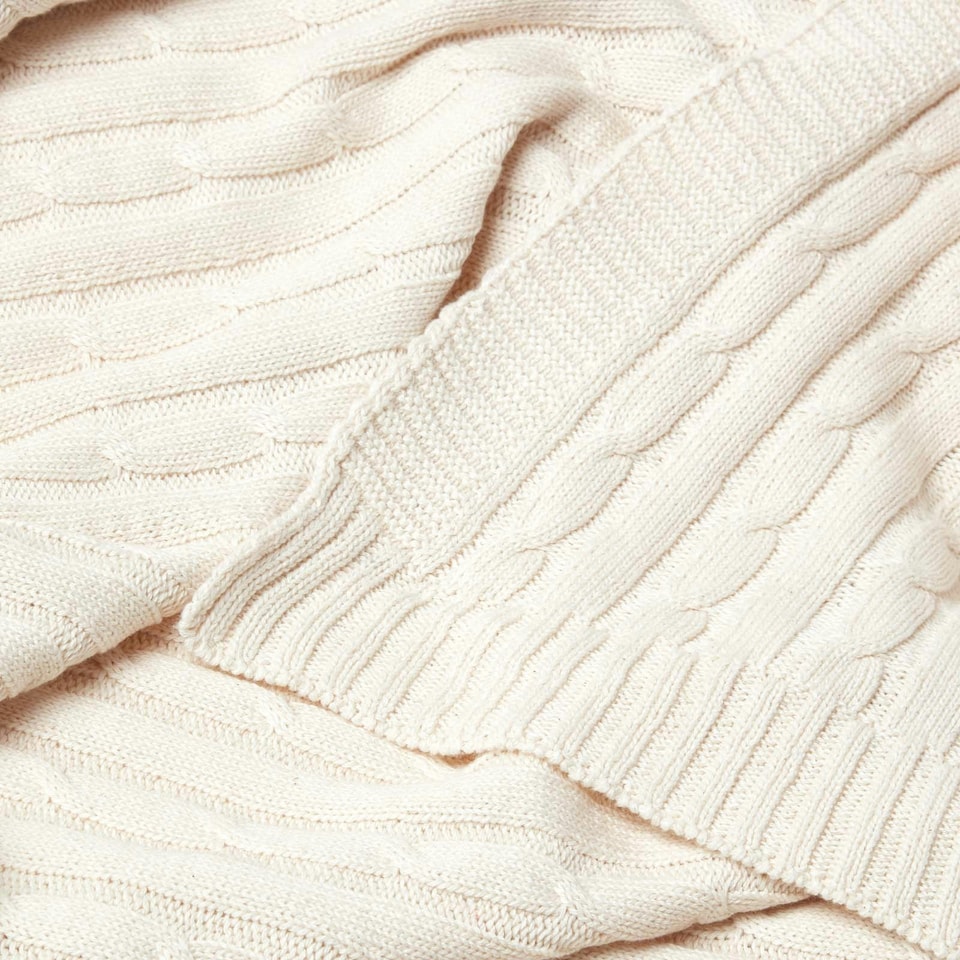 image 1 of Homescapes Cotton Cable Knit Throw - Natural - 150 x 200 cm Cream