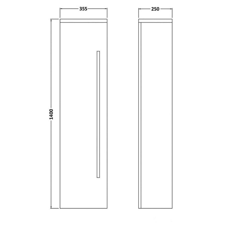 image 1 of Bathroom Wall Mounted Tall Boy Unit 1400mm High x 355mm Wide - Storm Grey Gloss  - Brassware Not Included | Grey | Grey | 1