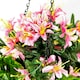 image 3 of Primrose Artificial Duranta Pink Flowers Hanging Basket with Solar Light 26cm