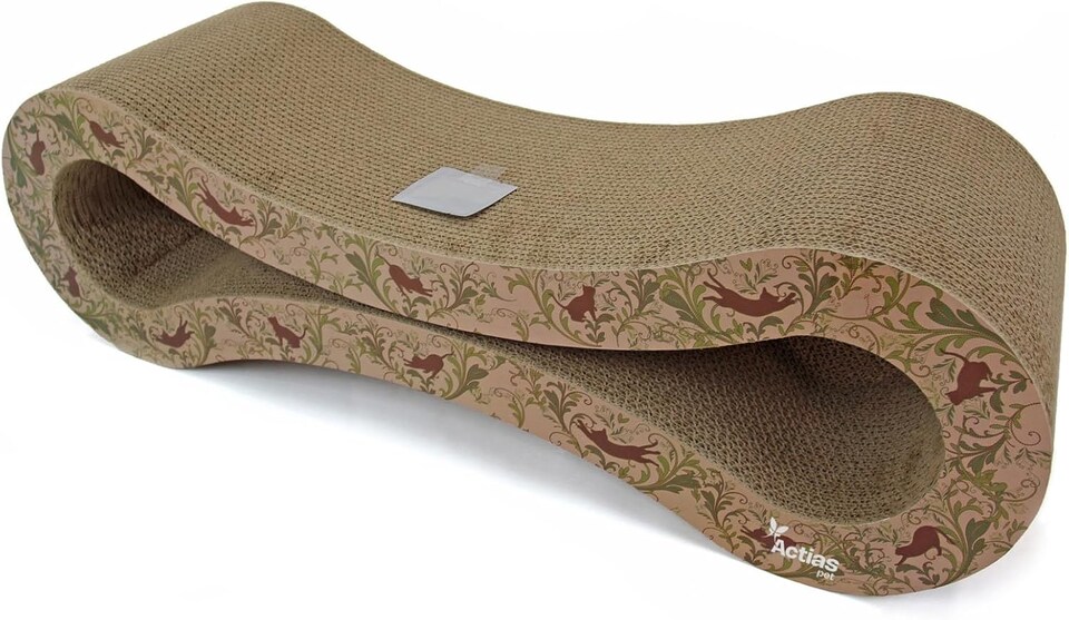 image 1 of Actiaspet - Large Cardboard Corrugated Sofa Bed Cat Scratcher with Free Catnip (Elegant Cat)