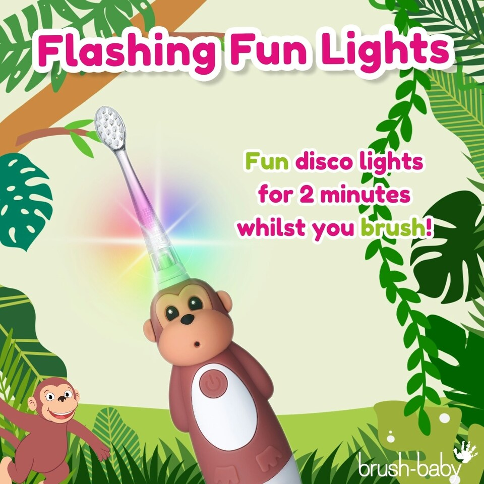 image 1 of Brush Baby WildOnes™ Monkey Kids Electric Rechargeable Toothbrush