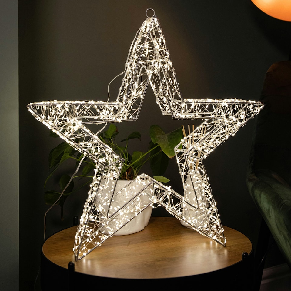 50cm Light up Dewdrop Christmas Star with 1440 Warm White LEDs & Timer Function