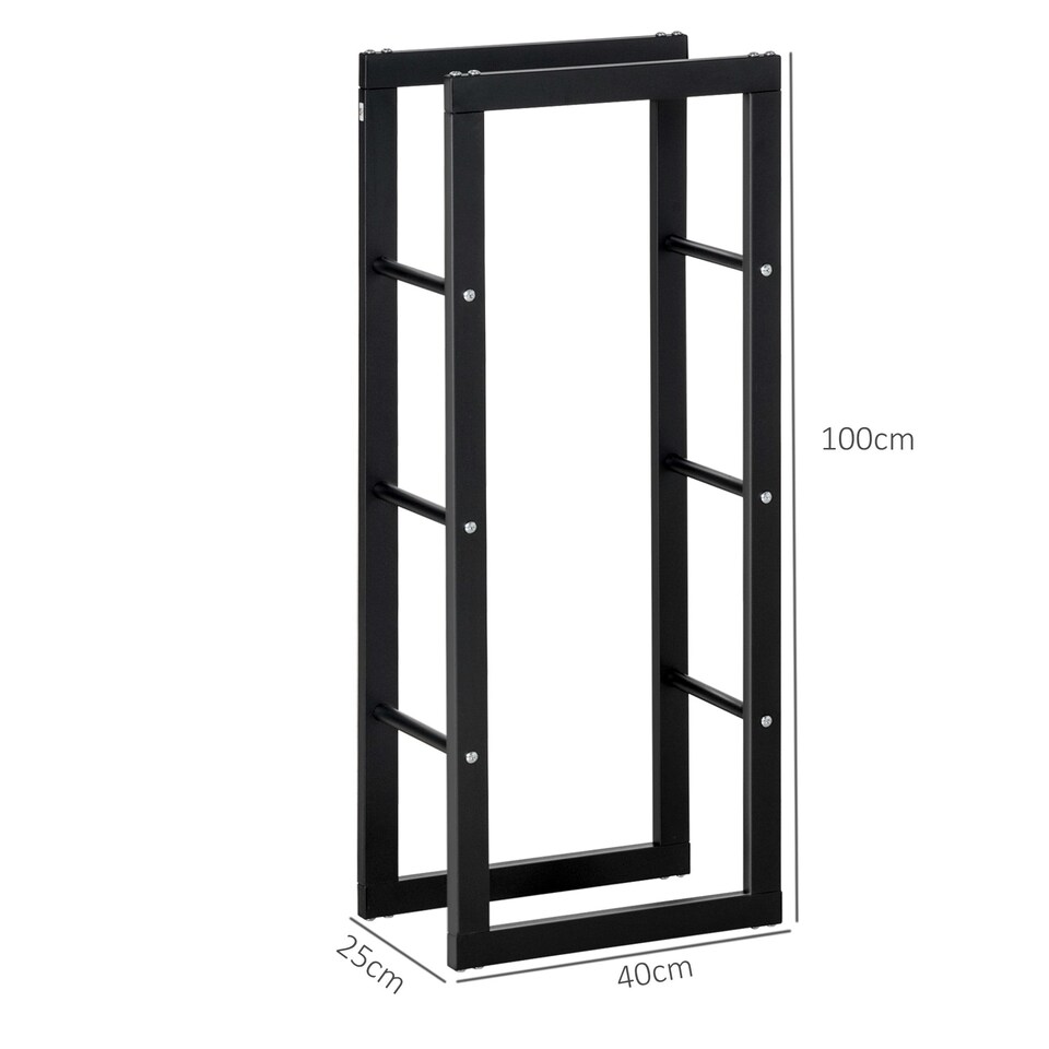 image 1 of HOMCOM 100cm Metal Firewood Log Holder Rack Elevated Design, Base Side Rails