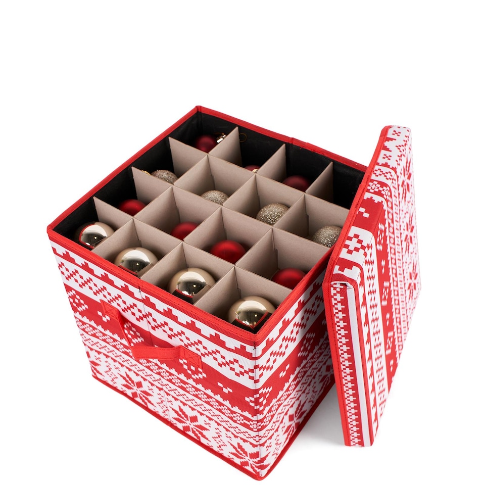 image 1 of OHS Christmas Bauble Storage Box Festive Decoration Organiser 64 Slots