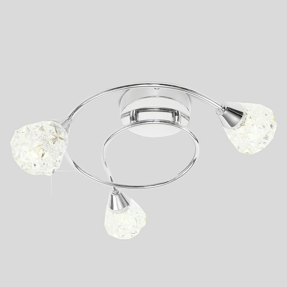 image 1 of ValueLights Astley 3 Way Chrome Swirl Ceiling Light & Bulb