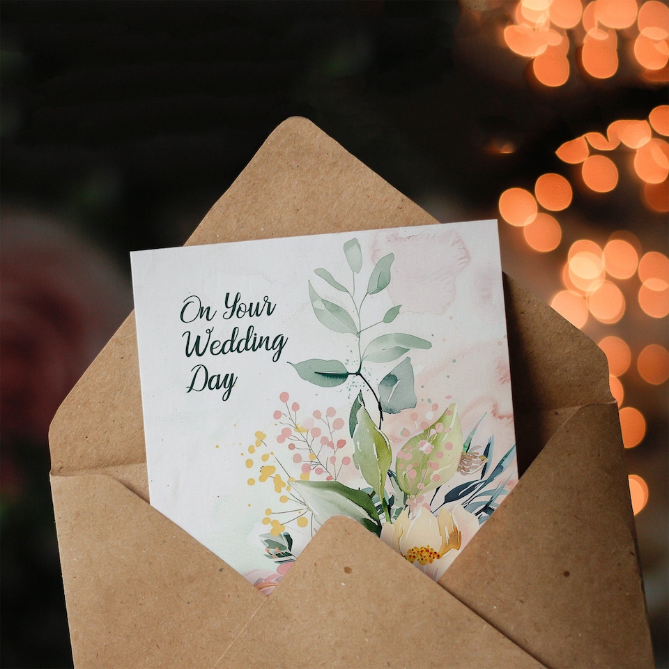 image 1 of Elegant Flower Bouquet Light Floral Watercolour Wedding Card