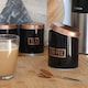 image 6 of Harbour Housewares 3pc Round Metal Tea Coffee Sugar Canister Set - Black/Copper