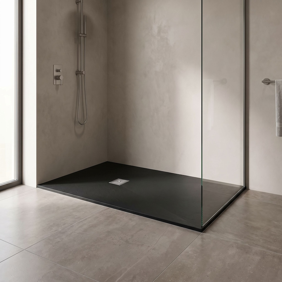 image 1 of Balterley Premium Slimline Rectangular Shower Tray | Black | Black Slate | 1