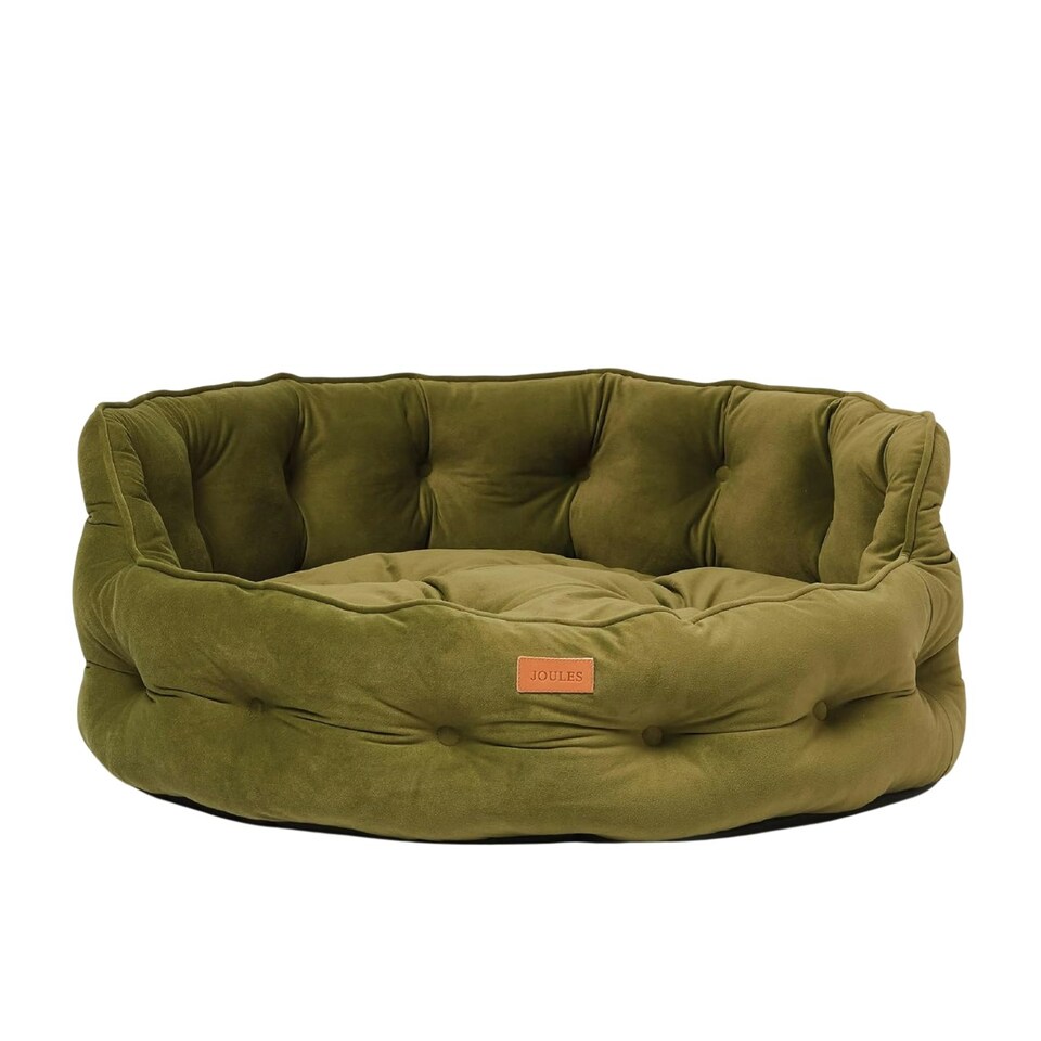 image 1 of Joules Khaki Chesterfield Luxury Dog Bed - Small Green | One Size