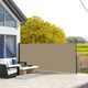 image 2 of Outsunny Side Awning Retractable, Privacy Screen, 400x160cm, Khaki | Brown | Khaki | 1