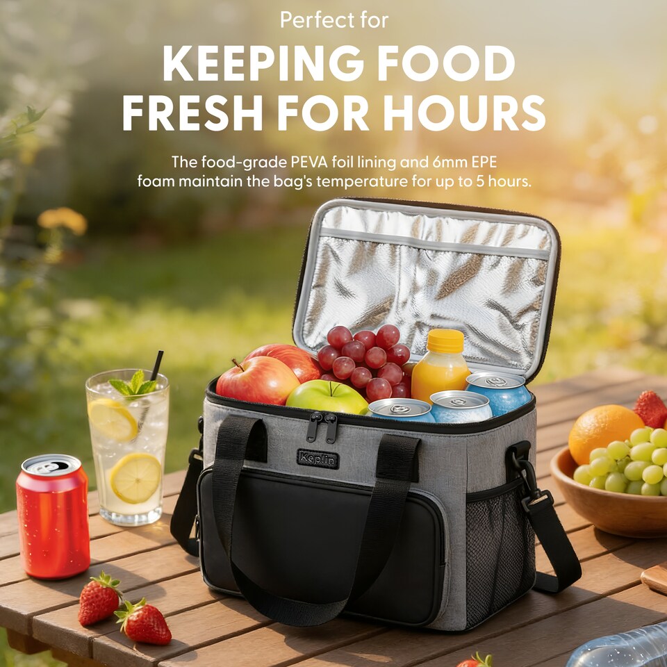 image 1 of Keplin Insulated Cooler Bag with Freezer Block Waterproof and Leak Resistant
