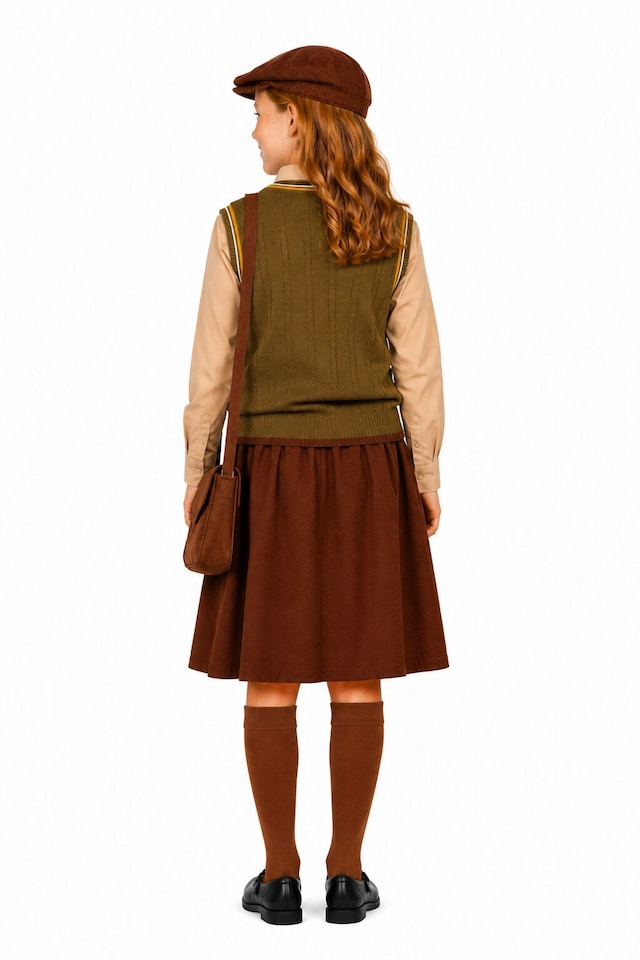 image 1 of Girls WW2 Evacuee Costume World Book Day 1940s Wartime Fancy Dress Kids Child Outfit (Medium 7-9 Years)