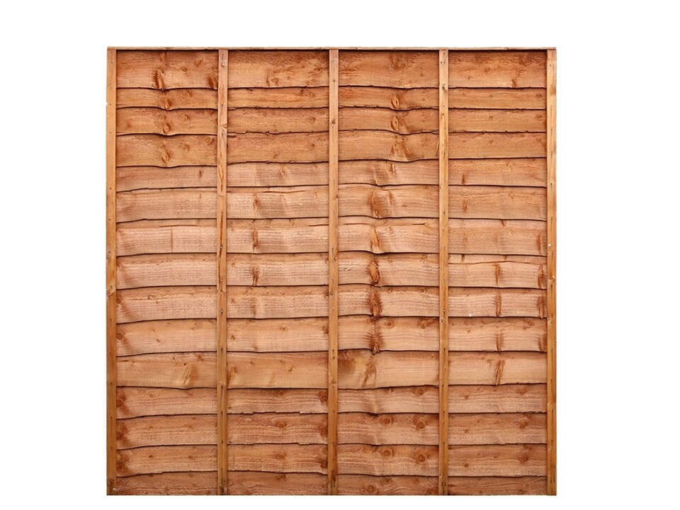 image 1 of eDecks Overlap Waney Edge Timber Fence Panels, 6ft x 6ft - Pack of 5