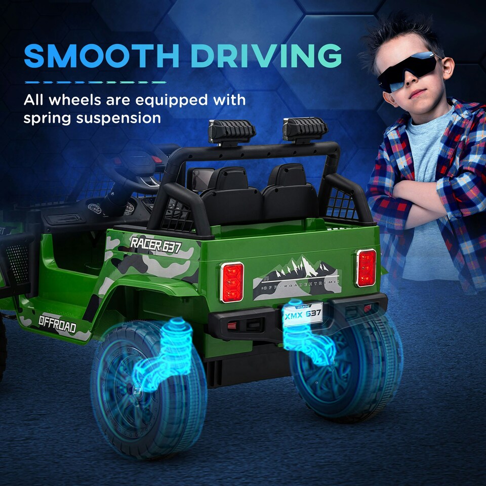image 1 of AIYAPLAY Kids Ride On Car, 12V Electric Truck w/ Suspension, Green