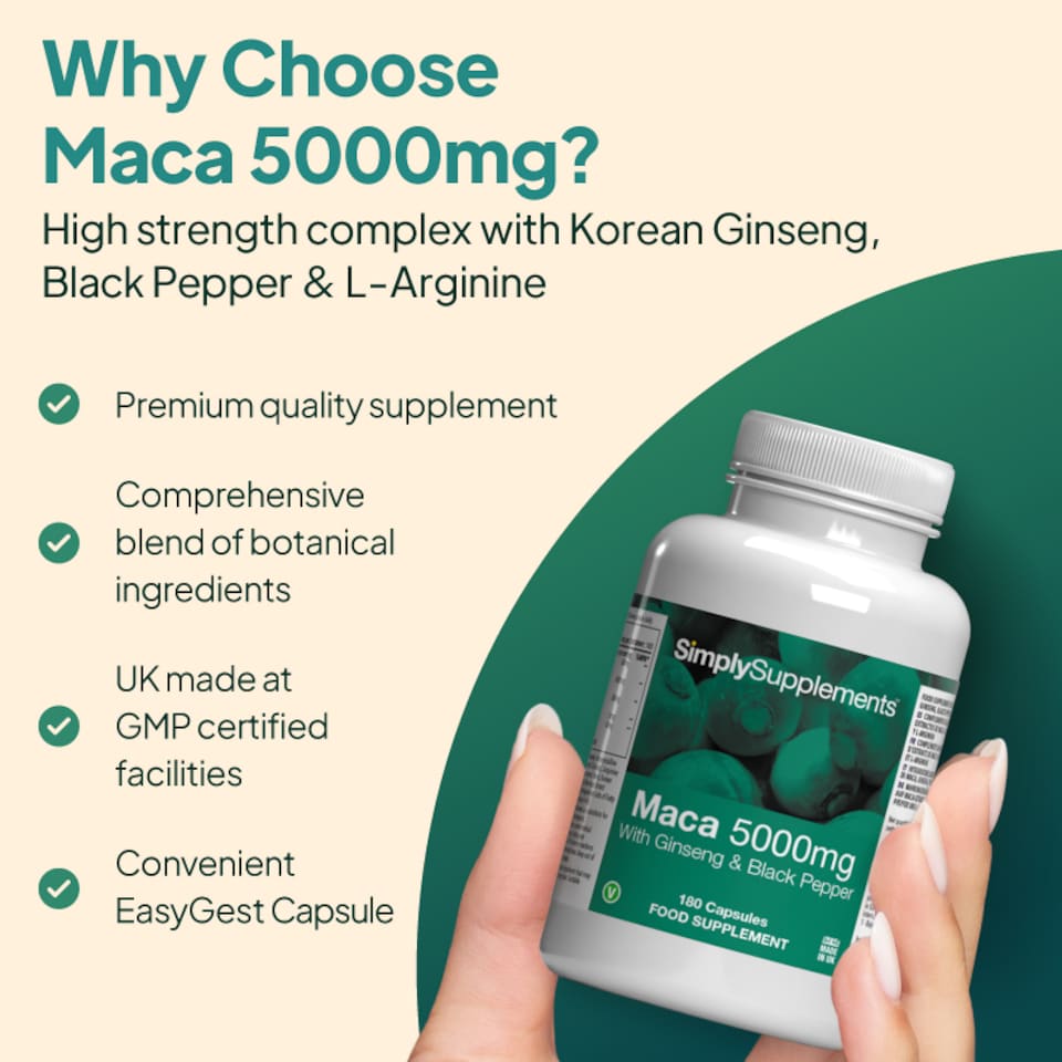 image 1 of Maca Root 5000mg with Ginseng & Black Pepper - 180 Capsules