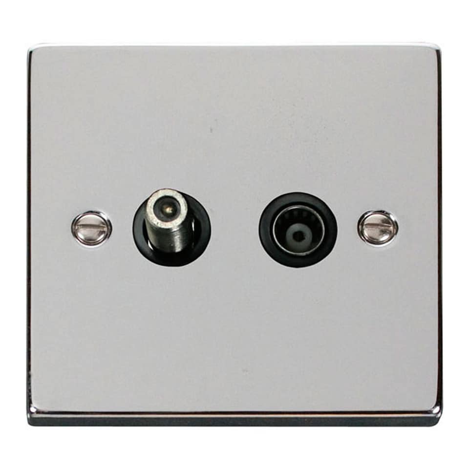 image 1 of SE HOME Polished Chrome Satellite & Coaxial Socket 1 Gang | Chrome | Polished Chrome