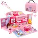 image 1 of Children’s 2 In 1 Pink Portable Hand Bag Style Carrycase Doll House Play Set with Light & Sound Functions