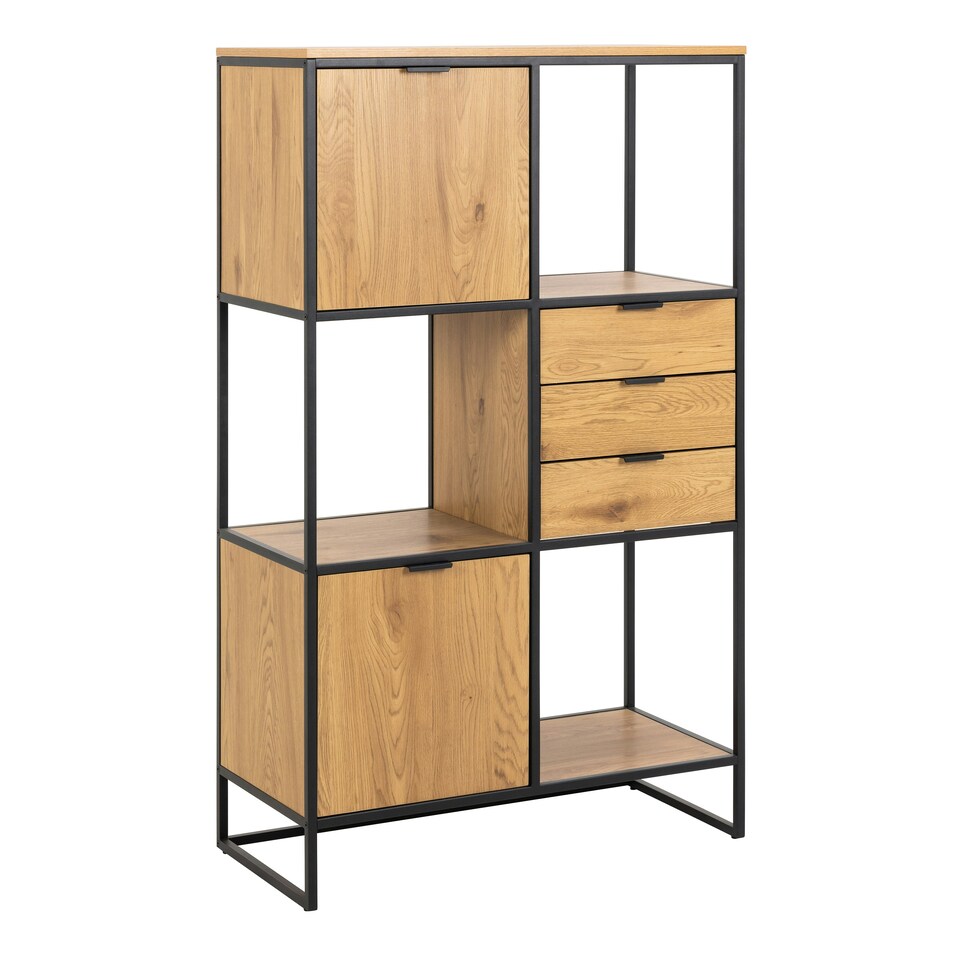 image 1 of Swindon Bookcase with 2 Doors, 3 drawers and 1 Shelves in Black