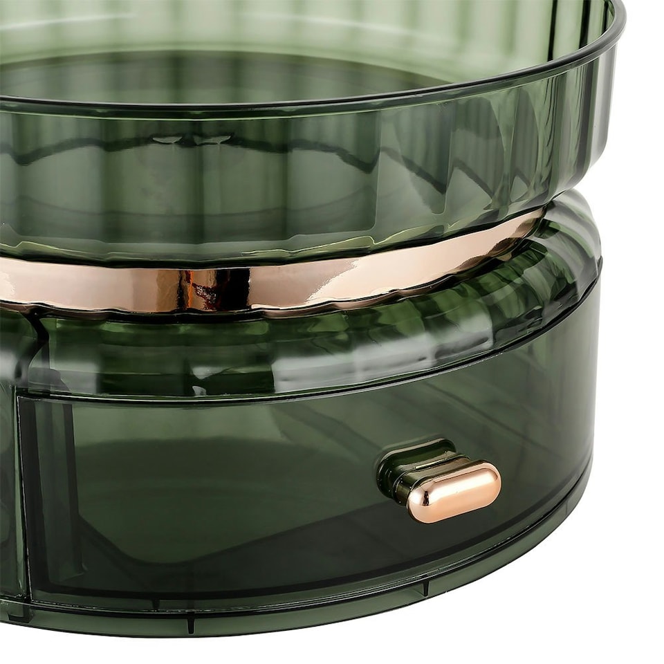 image 1 of Living and Home 360° Rotating Makeup Organizer with Drawer,Green