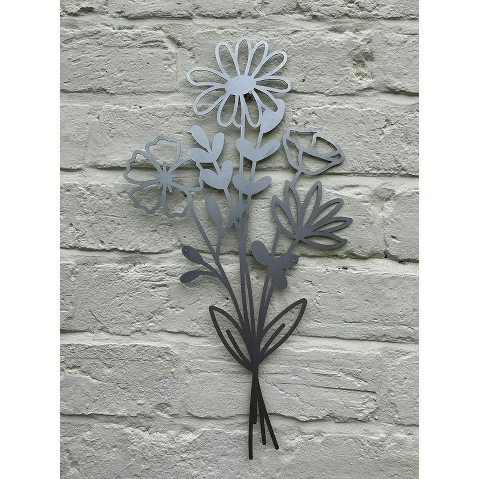 image 1 of Wildflower Round Welcome Small Garden Wall Art - L29.5 x H29.5 cm - Black