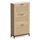 image 10 of VonHaus Rattan Shoe Storage Cabinet for Hallway with 3 Tier Drawers
