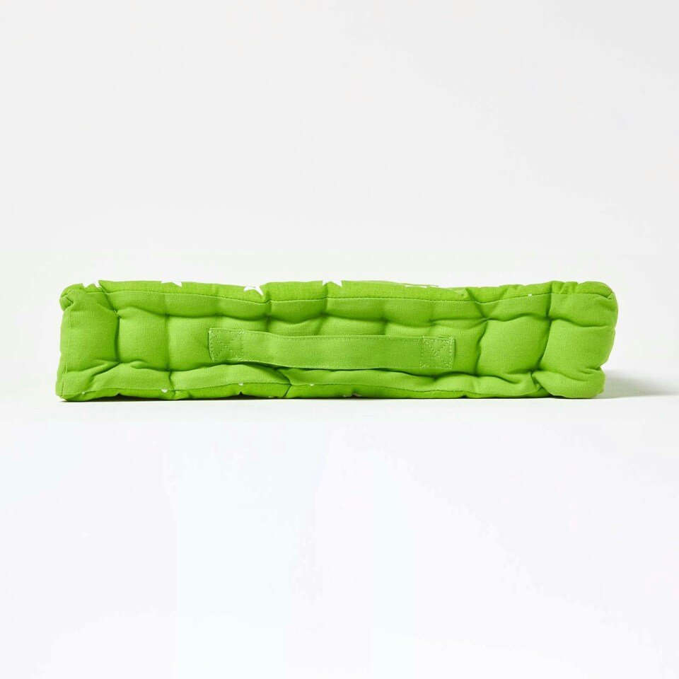 image 1 of Homescapes Cotton Green Stars Floor Cushion - 50 x 50 cm | Green | 50 x 50 cm