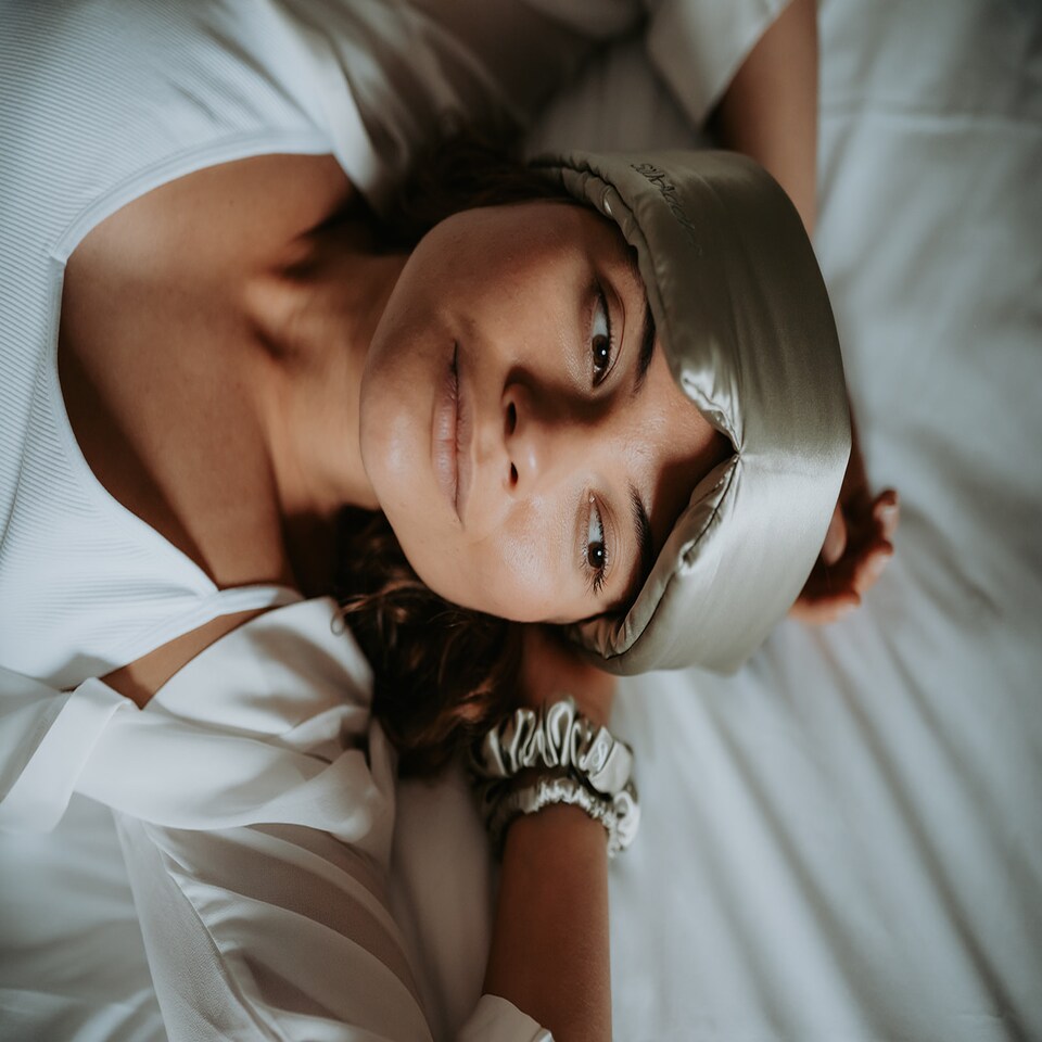 image 1 of Silk Addict 100% Mulberry Silk Sleep Mask – Olive Green | Green | 1