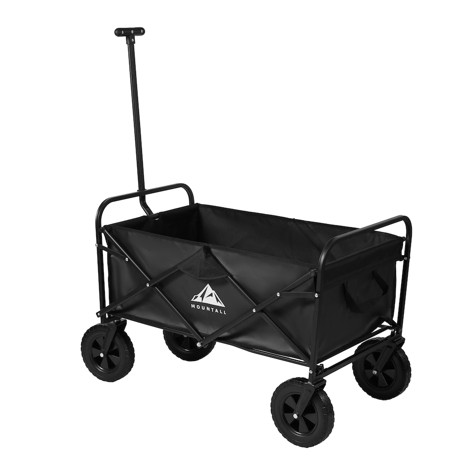 image 1 of Heavy Duty Folding Wagon Cart Garden Trolley Camping Festival Beach Utility Cart Foldable Pull Along Wagon with Wheels
